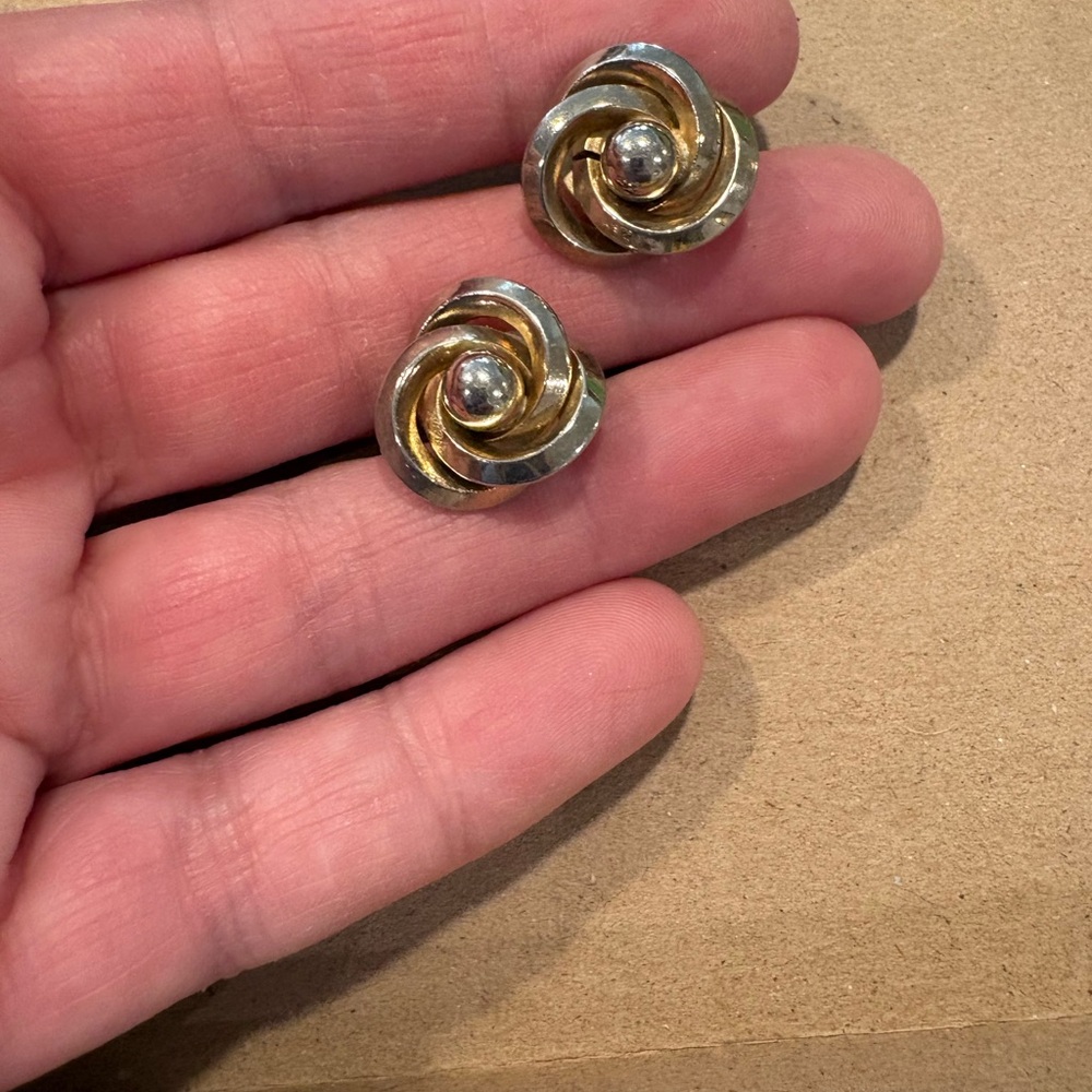 Vintage Gold and Silver Knot Earrings